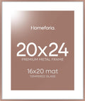Homeforia 20x24 Picture Frame Mocha, High End Metal 20x24 Frame Matted to 16x20 Print, 20 x 24 Mocha Poster Frames with Mat 16 by 20 inch Photo, 24x20 Hanging Frame, Tempered Glass, Wall Kit, Set of 1