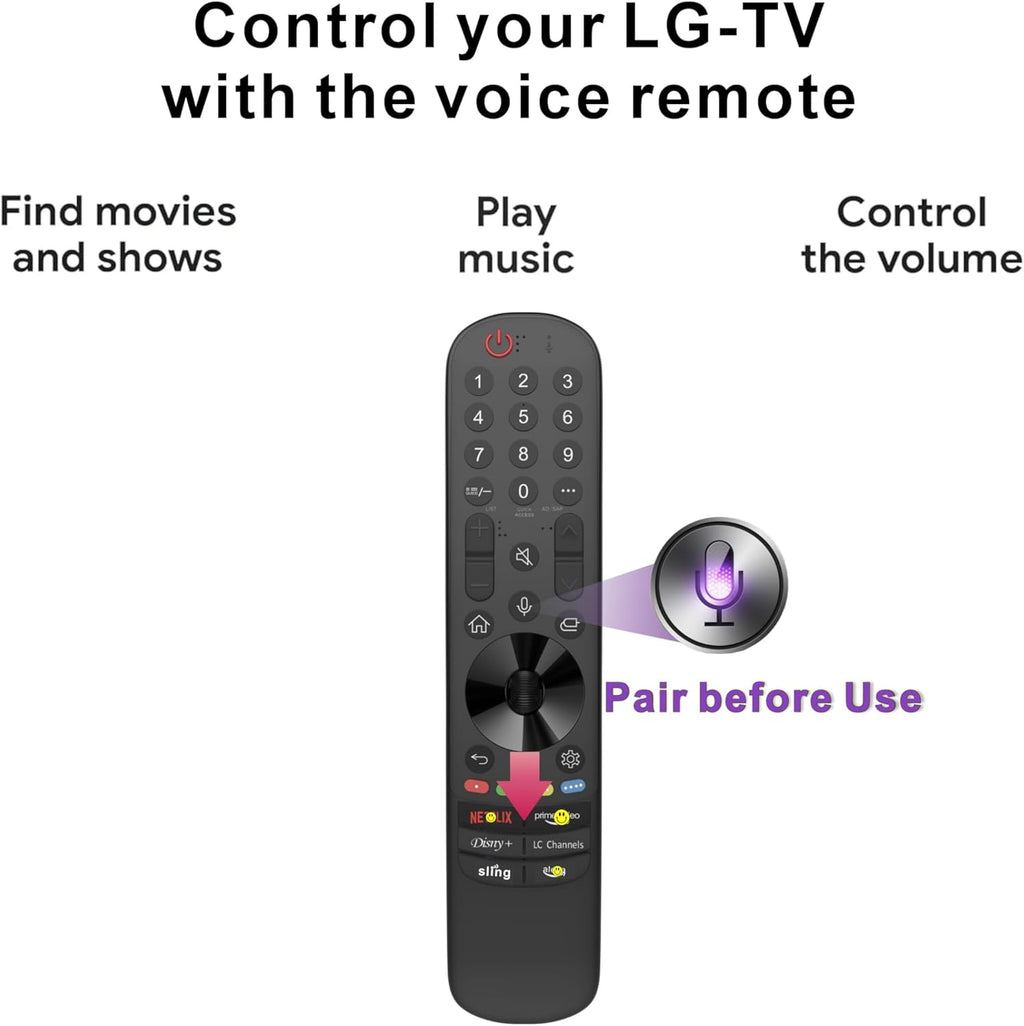Alizen Replacement Compatible with LG Remote Control for Smart TV 2025-2018, Magic Remote, Pointer, Voice Control, Bluetooth, MR25, MR24, 23, 22, 21,20,19,18 GA/GN, Alexa. 1-Year Warranty.