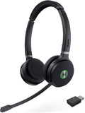 Yealink WH62 Portable Wireless Headset with DECT Dongle, 393 ft,Teams, Zoom Skype Certified, Office Work Headphones with 2X Noise Cancelling Mic, 13H Call Time, (Computer, Desk Phone)