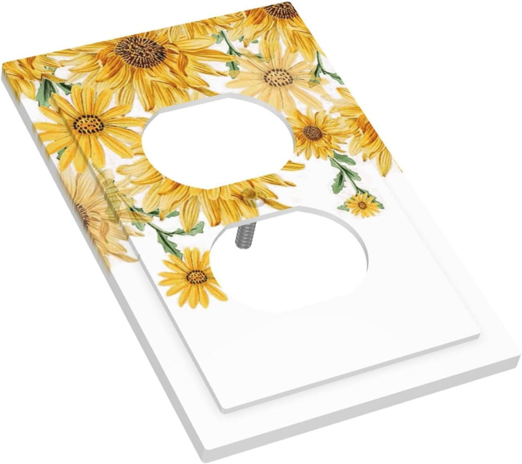 Sunflower Yellow Flowers Floral Outlet Covers 1 Gang Duplex Light Switch Cover Decorative Switch Plates Electrical Receptacle Faceplate Wall Plate for Bed Room Living Room Decor