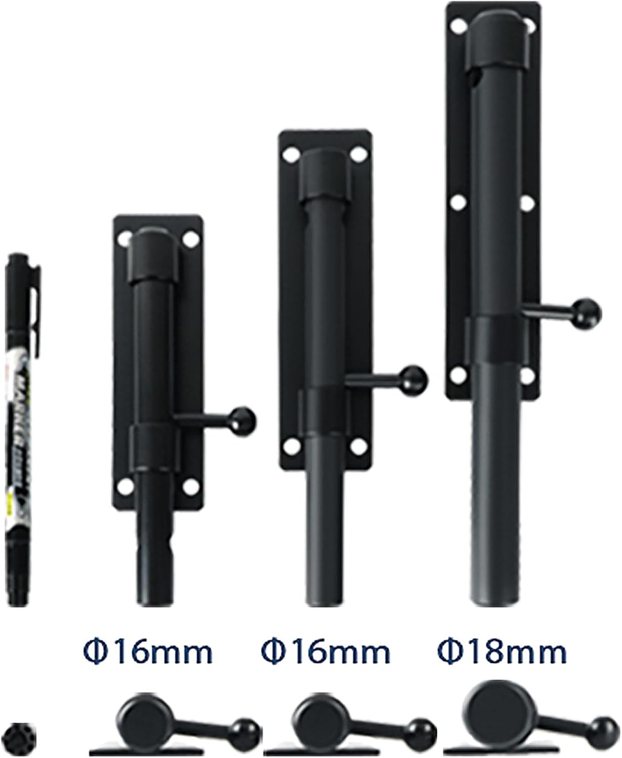 Alise 10 inch Barrel Bolt Latch, Slide Bolt Latch, Heavy Duty Solid SUS304 Stainless Steel Slide Lock for Wooden Fence,Barn Door,Interior or Outdoor Door Matte Black MST8100-B