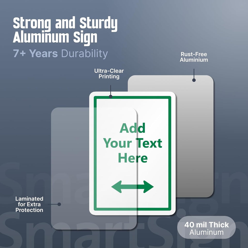 SmartSign Custom Yard Sign - 7" x 10" Sign with Stake, Personalized Lawn Sign, 40 mil Thick Laminated Aluminum, Choose Arrow, 21-inch Tall & Stake Kit, Made in USA