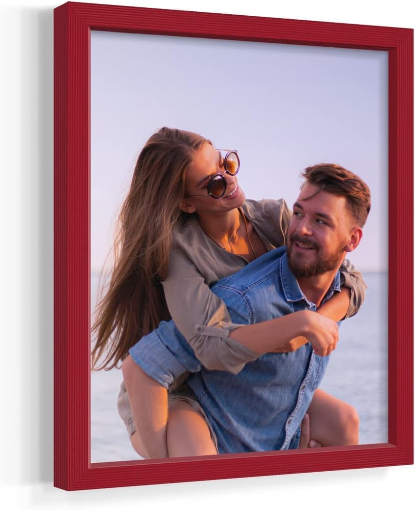 Renditions Gallery 8X10 Custom Photo Prints with Real Wood Picture Frames. Create Personalized Photos with Peel & Stick Photo Frames. Single, Red Frame