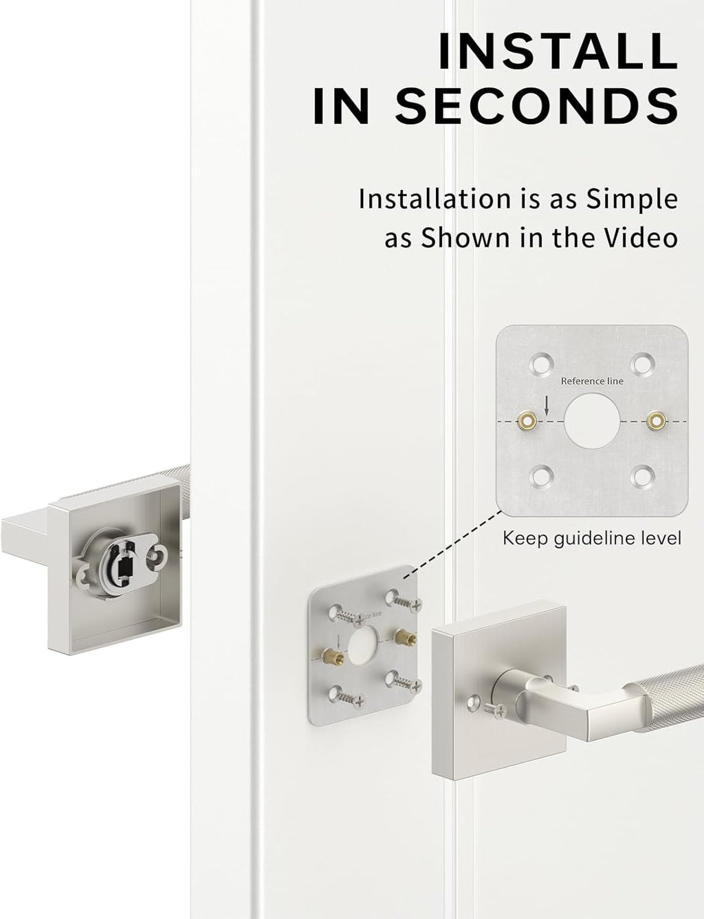Asidrama 2 Pack Brushed Satin Nickel Dummy Door Handles, Non-Turning Decorative Door Lever with Door Knobs for Closet, French Double Doors, Pantry & Interior Push/Pull Use 09