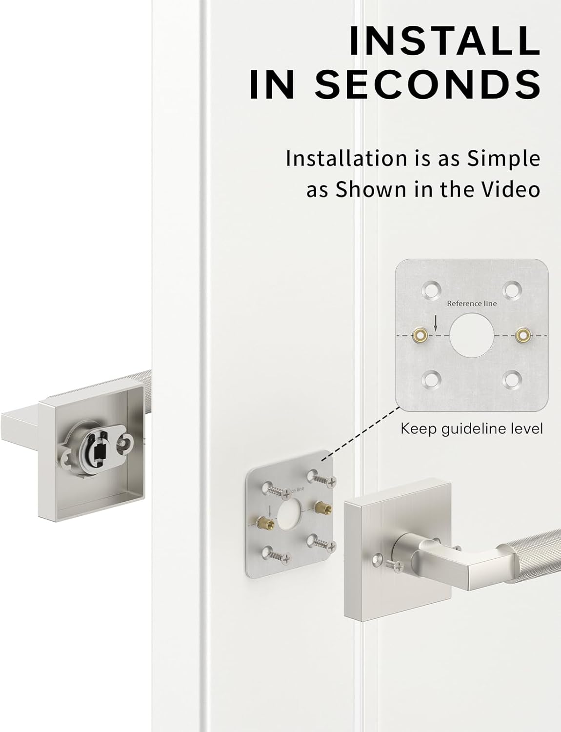 Asidrama 2 Pack Brushed Satin Nickel Dummy Door Handles, Non-Turning Decorative Door Lever with Door Knobs for Closet, French Double Doors, Pantry & Interior Push/Pull Use 09