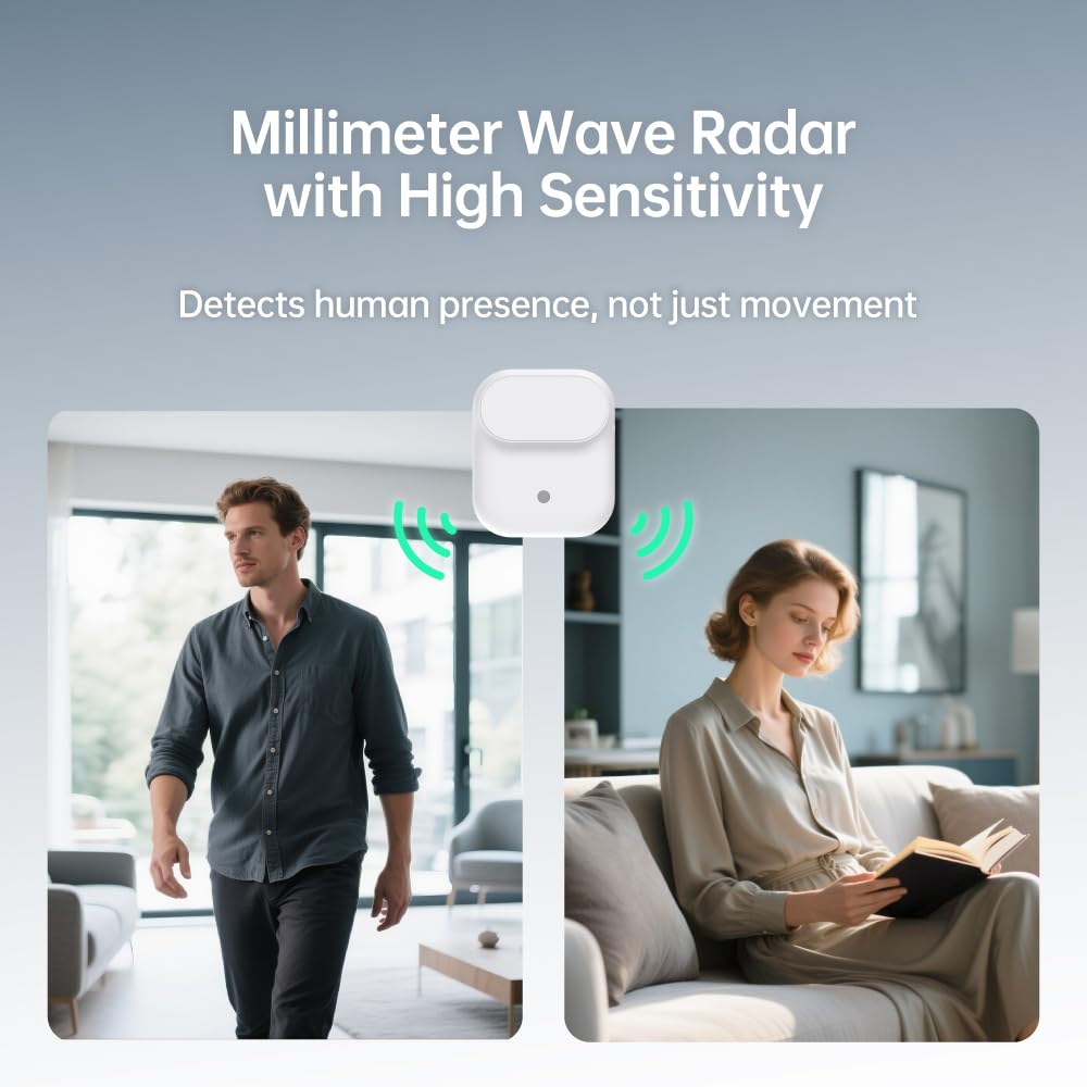 Wireless Human Presence Sensor LWR01, mmWave Radar, Occupancy & Motion Sensor, Battery-Powered, IPX3 Water Resistant, Matter Over Thread, Requires Thread-Compatible Smart Home Hub/Router