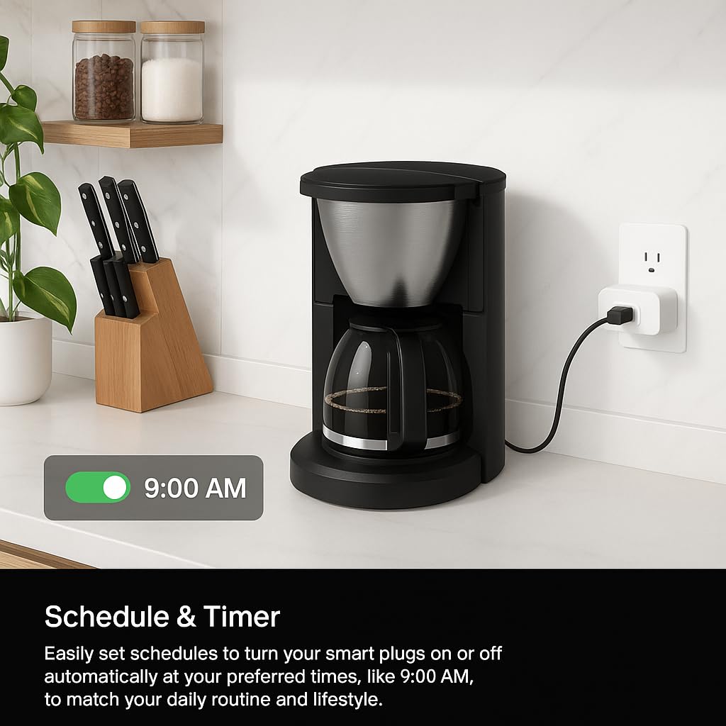 Compact Smart Plug, Works with Alexa & Google Assistant, Smart Life App & Voice Control, Energy Monitoring, Timer Scheduling, No Hub Required, App Remote Control, 2.4 GHz WiFi Outlet, 2-Pack