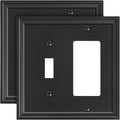 2-Pack Combo Toggle/Decorator Light Switch Cover Plate, Black Modern Decorative Electrical Outlet Covers, Bamboo Fiber Wall Switch Plates and Outlet Covers