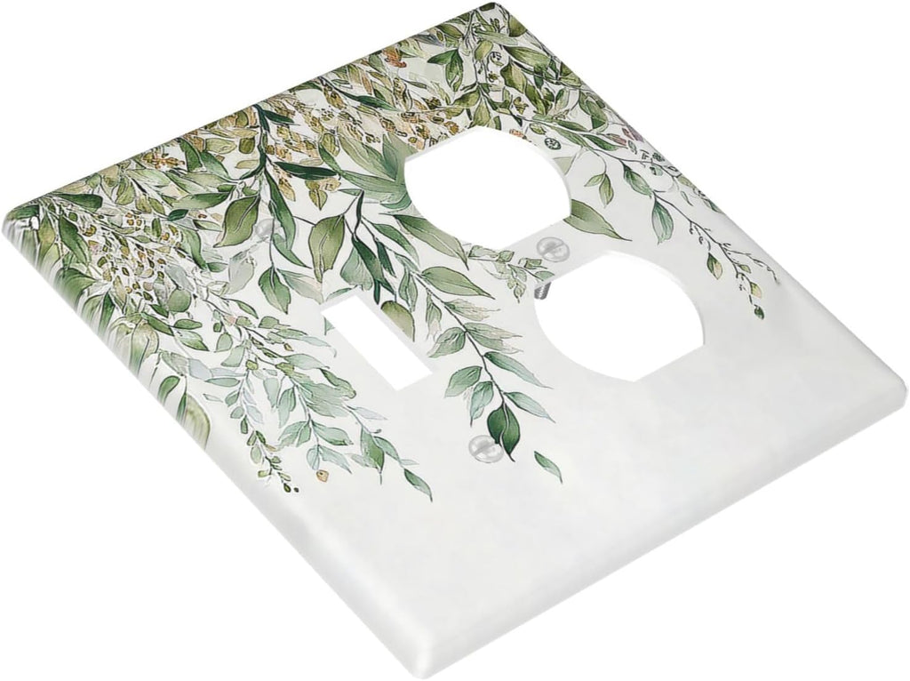 Wallplates Sage Green Eucalyptus Watercolor Plant Leaves 1 Toggle 1 Duplex Switch Plate Electrical GFCI Faceplate Decorative Light Switch Covers for Bedroom Bathroom Decor