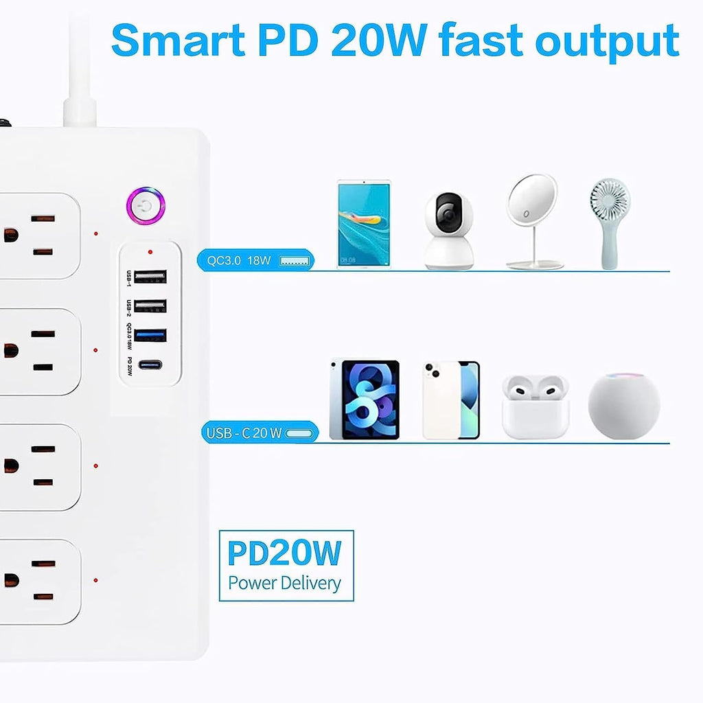 ZigBee Power Strips Surge Protector, USB C Power Strip 20W, Smart Life APP/Timer, 4 Individually Controlled Outlets, Compatible with Alexa Google Home Phillilps HUE, Need ZigBee Gateway Hub