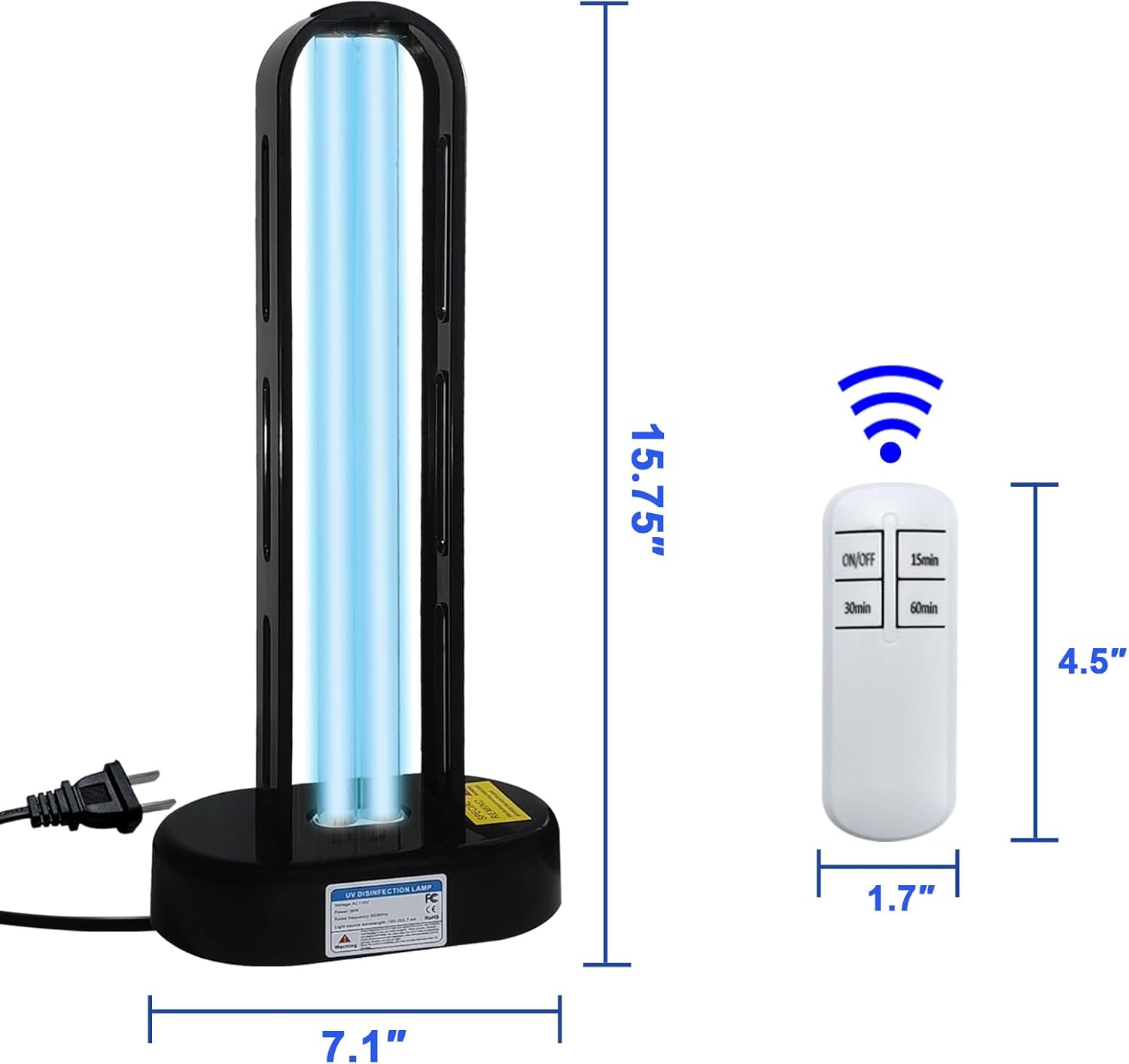 BAIMNOCM UV-C Lamp for Dust Mite 38 Watt 2 Pack, UVC Germicidal Lamp with Remote Control, UV Disinfection Light Bulb, Ultraviolet Light for Room Basement/Bedroom/Kitchen
