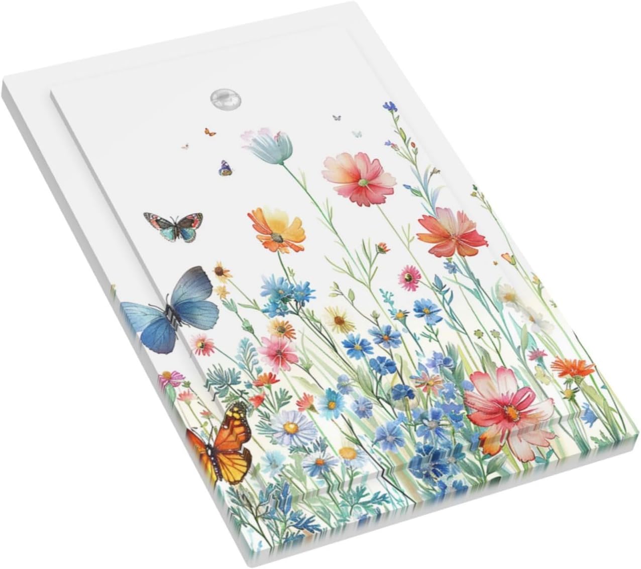 Decorative Light Switch Cover Plate Rustic Wildflower Blue Pink Floral Butterfly 1 Gang No Device Single Blank Outlet Covers Wall Plates for Electrical Outlets Faceplate for Bedroom Home Decor