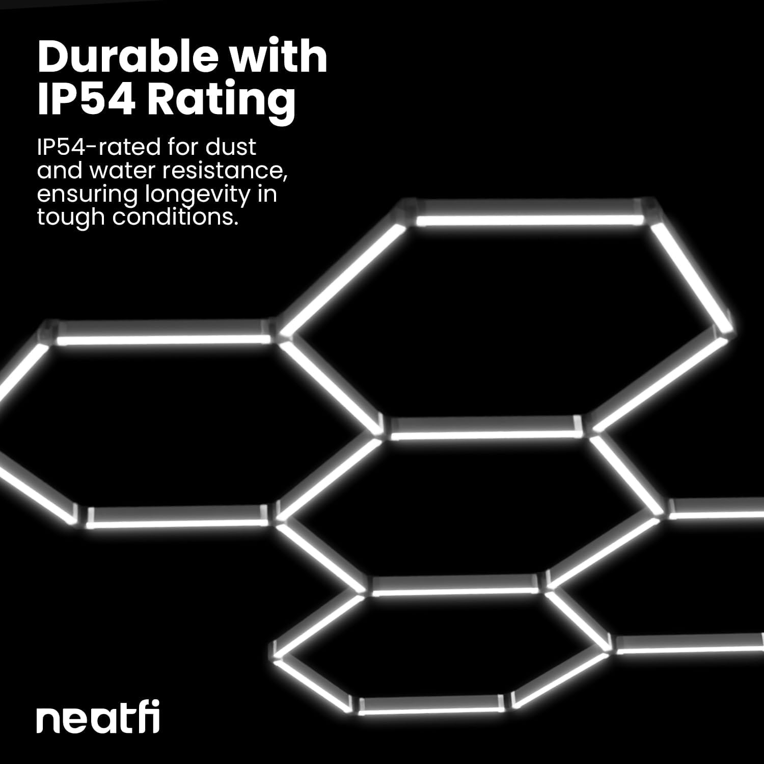 Neatfi LED Hexagon Garage Lights with 14,400 Lumens, 6500K, 192W, Hexagon Lights for Garage, Auto Shops, Car Detailing, Basements, Warehouses, Barber Shops, Beauty Salon, & Gym (5 Hex, Cool White)