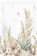 Decorative Light Switch Cover Boho Leaves Watercolor Tan Leaf Floral Plant 1 Gang Single Toggle Decorator Outlet Wall Plate Device Electrical Faceplate Switchplates for Bedroom Home Decor
