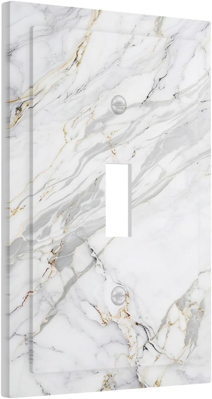 Decorative Light Switch Cover Plate Gray Gold Marble Abstract Modern Luxury 1 Gang Single Toggle Wall Plate Electrical Outlet Covers Decorate Switch Plate Cover for Bedroom Home Decor
