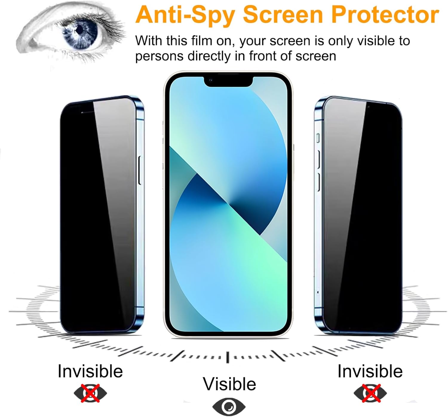PEHAEL 3+3Pack for iPhone 13 Privacy Screen Protector with Camera Lens Protector Full Coverage Anti-Spy Tempered Glass Film 9H Hardness Easy Installation Bubble Free [6.1 inch]