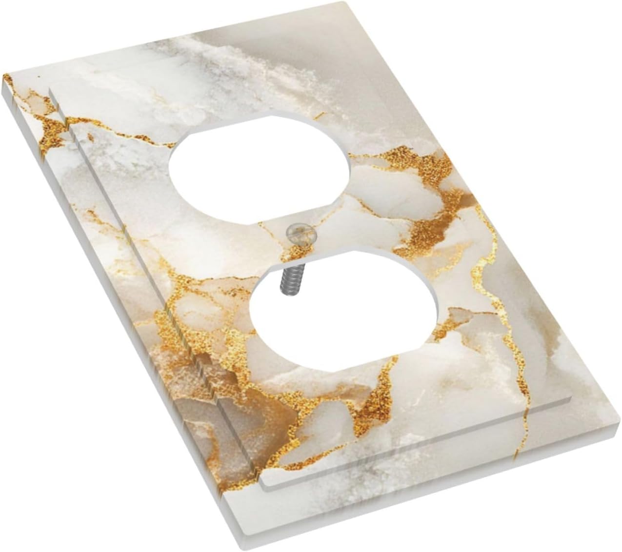Gold Marble Crack Simple Abstract Print Outlet Covers 1 Gang Duplex Light Switch Cover Decorative Switch Plates Electrical Receptacle Faceplate Wall Plate for Bathroom Kitchen Home Decor