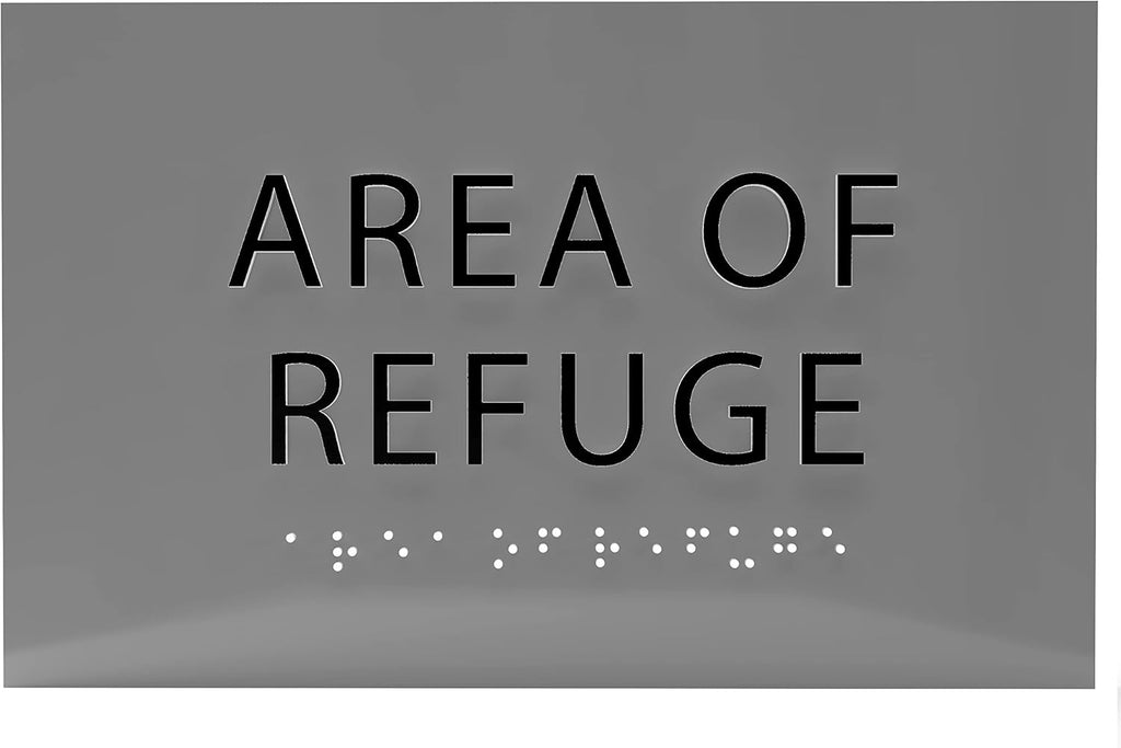 6" X4" Area of Refuge Sign - ADA Compliant Tactile Graphics Grade 2 Braille Text | Wall Mount Plastic Signs for Shopping Malls, Offices, Hotels, Schools, Apartments & Restaurants