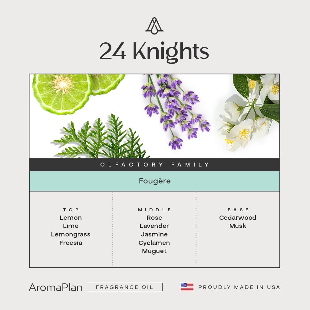 AromaPlan Hotel Scents 24 Knights 5 Fl Oz (148ml) & Sample Set with Top 12 Fragrances -Home Luxury Aroma & Hotel Fragrance Diffuser Oil for Aromatherapy, USA Made
