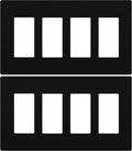 LIDER Matte Finish Quadruple Decorator Switch Cover, Screwless Wall Plate, Mid-Size 4-Gang 4.88" x 8.58", Polycarbonate Thermoplastic, UL Listed, LSWP-34M-BK2P, Black, 2 Pack