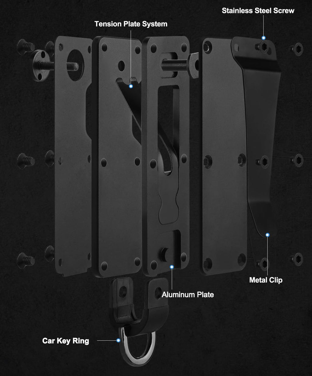 Mens Key Organizer - Compact Metallic Key Holder | Minimalist Innovative Keyholder | Smart Keychain Secures 1-5 Keys
