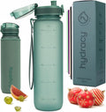 Hydracy Water Bottle with Time Marker -Large BPA Free Water Bottle & No Sweat Sleeve -Leak Proof Gym Bottle with Fruit Infuser Strainer & Times to Drink -Ideal for Fitness Sports & Outdoors
