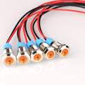 5pcs 8mm LED Metal Indicator Light AC/DC 12-24V Waterproof Signal Lamp Pilot Dash Directional with Wire(Yellow)