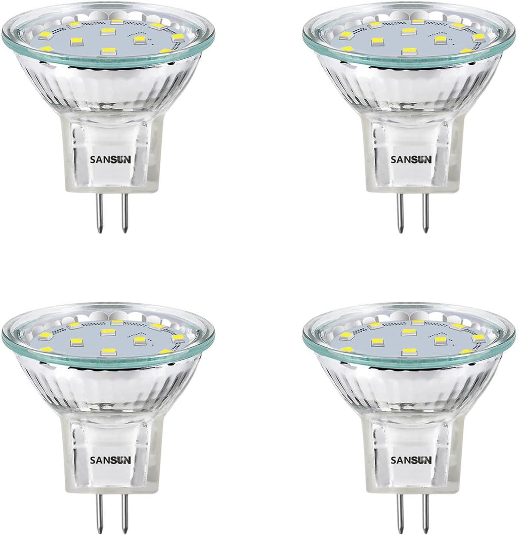 3W MR11 LED Landscape Light Bulbs, Low Voltage 12V 20W Halogen Replacement for Outdoor Landscape Spotlight and Track Light, GU4 Bi-Pin Base, Daylight White 4000K, Non-Dimmable, (Pack of 4)
