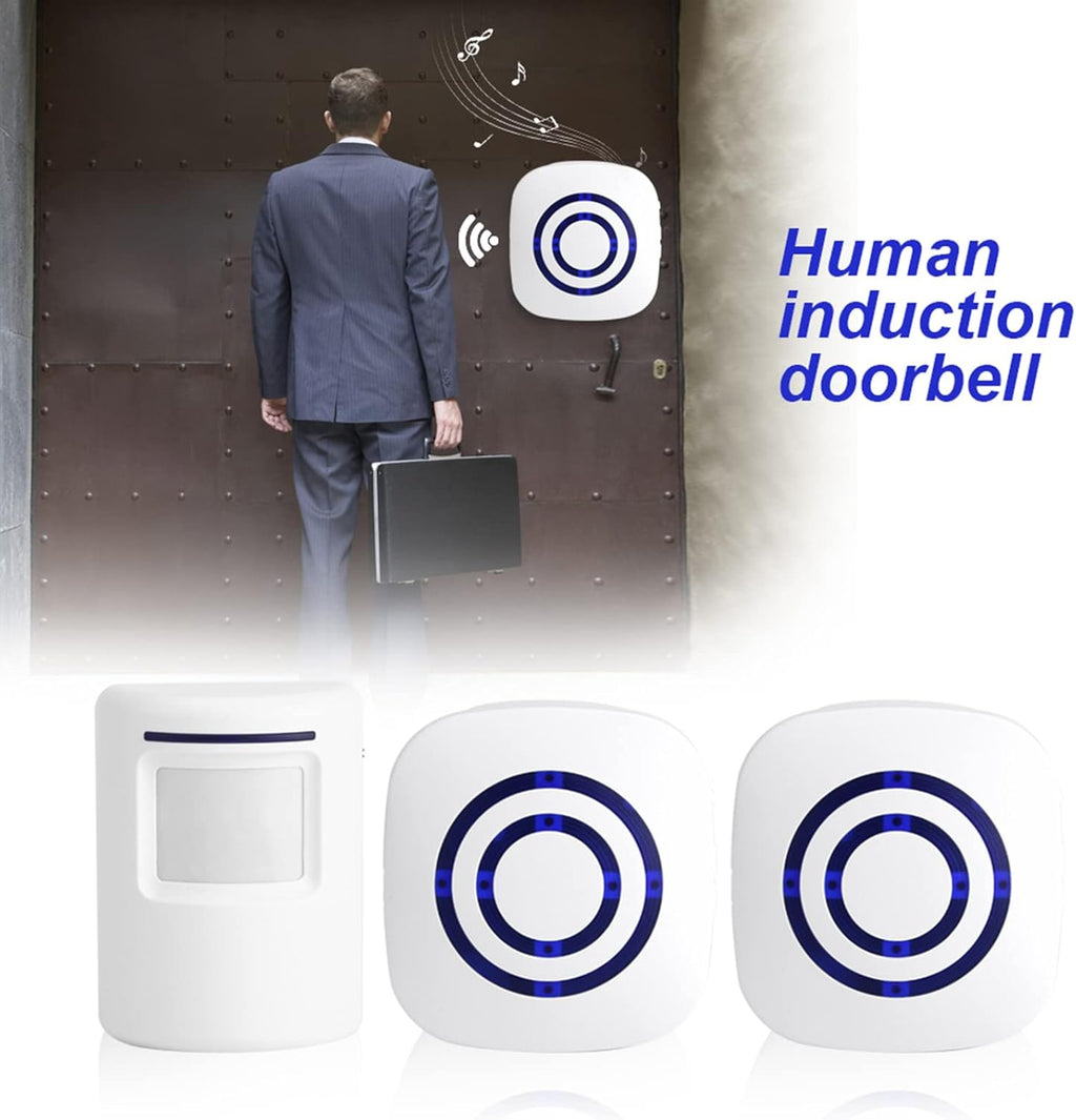 SUNGOOYUE Infrared Sensor Motion Detector Entry Door Bell Alarm with Transmitter & Receiver for Home Office Security White (One for two US regulations), SUNGOOYUEbg0m6u7yvh-02