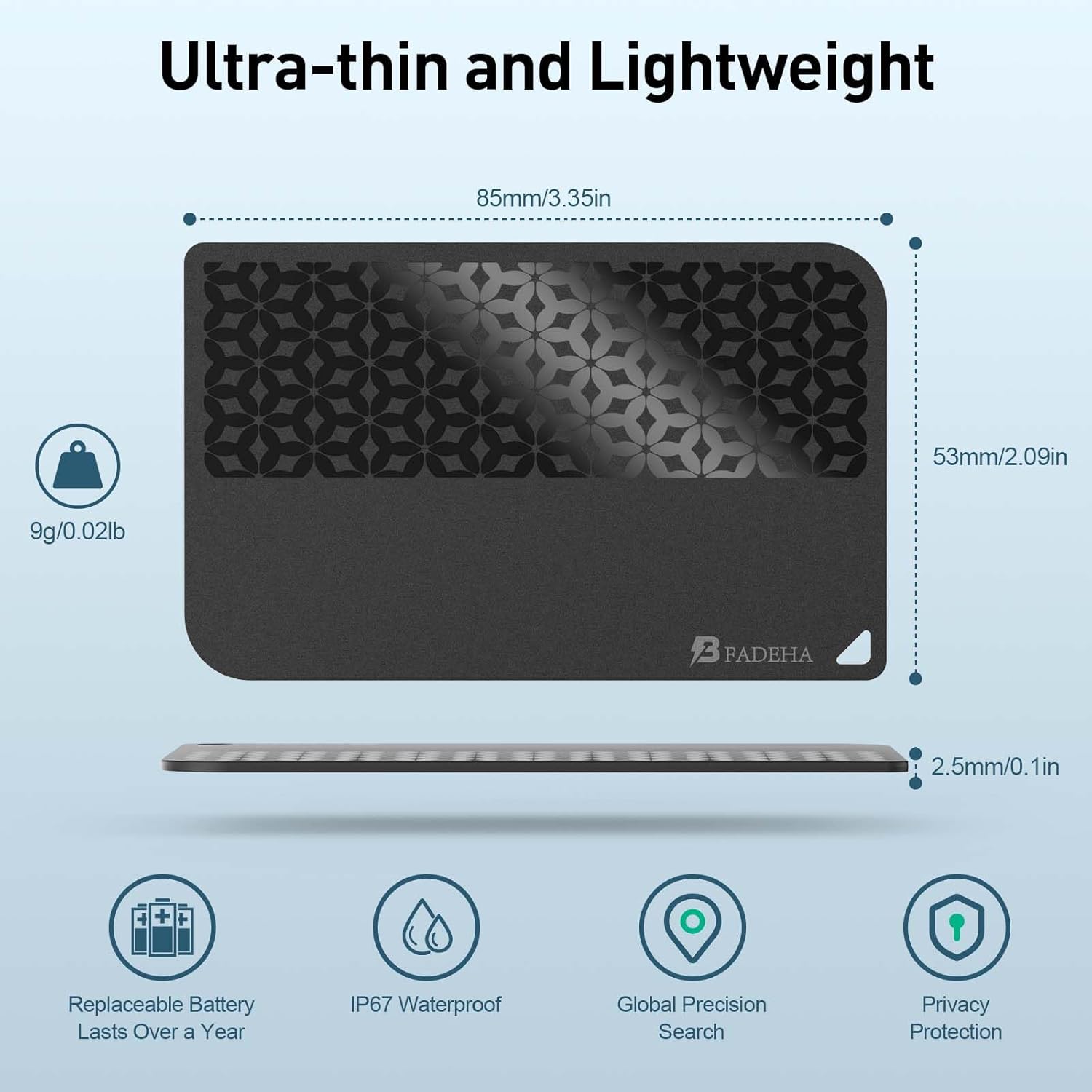 2025 [Apple MFi Certified] (iOS Only) Bluetooth Tracker Smart Card for Apple Find My iPhone Wallet GPS Tracker, 5-10 Years Staying Power, Keys Finder and Item Locator for Keys, Bags, Passport