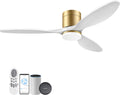 cumilo 52" Smart Ceiling Fans with Remote,Quiet DC Motor,Dimmable,Low Profile Outdoor Indoor Ceiling Fan,Compatible with Alexa Google Voice App,for Modern Flush Mount Bedroom Patio,Gold and White