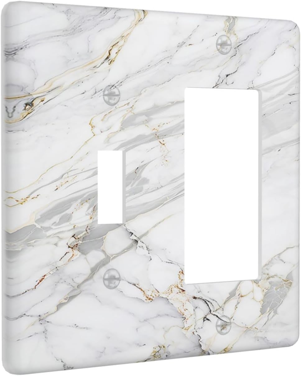 Outlet Covers Gray Gold Marble Abstract Modern Luxury 1 Toggle 1 Rocker Combo Light Switch Cover Plate Decorative Switch Plate Covers Electrical Wall Plate for Bedroom Home Decor