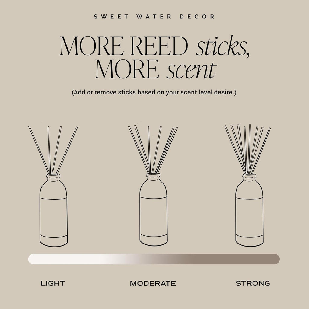 Sweet Water Decor Non-Toxic Cashmere and Vanilla Reed Diffuser Set, Cashmere, Sandalwood, Milky Coconut, Bourbon Vanilla Scented Diffuser for Home, Light Fragrance, Made in The USA, 3.5 FL OZ