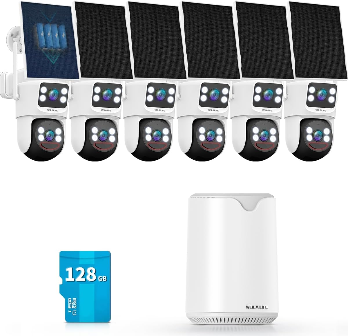WEILAILIFE 【Auto Tracking & 2-Way Audio】 WiFi Home Video Surveillance Systems, Security Cameras Wireless Outdoor, Solar Powered PTZ Security Camera System DVR Kits