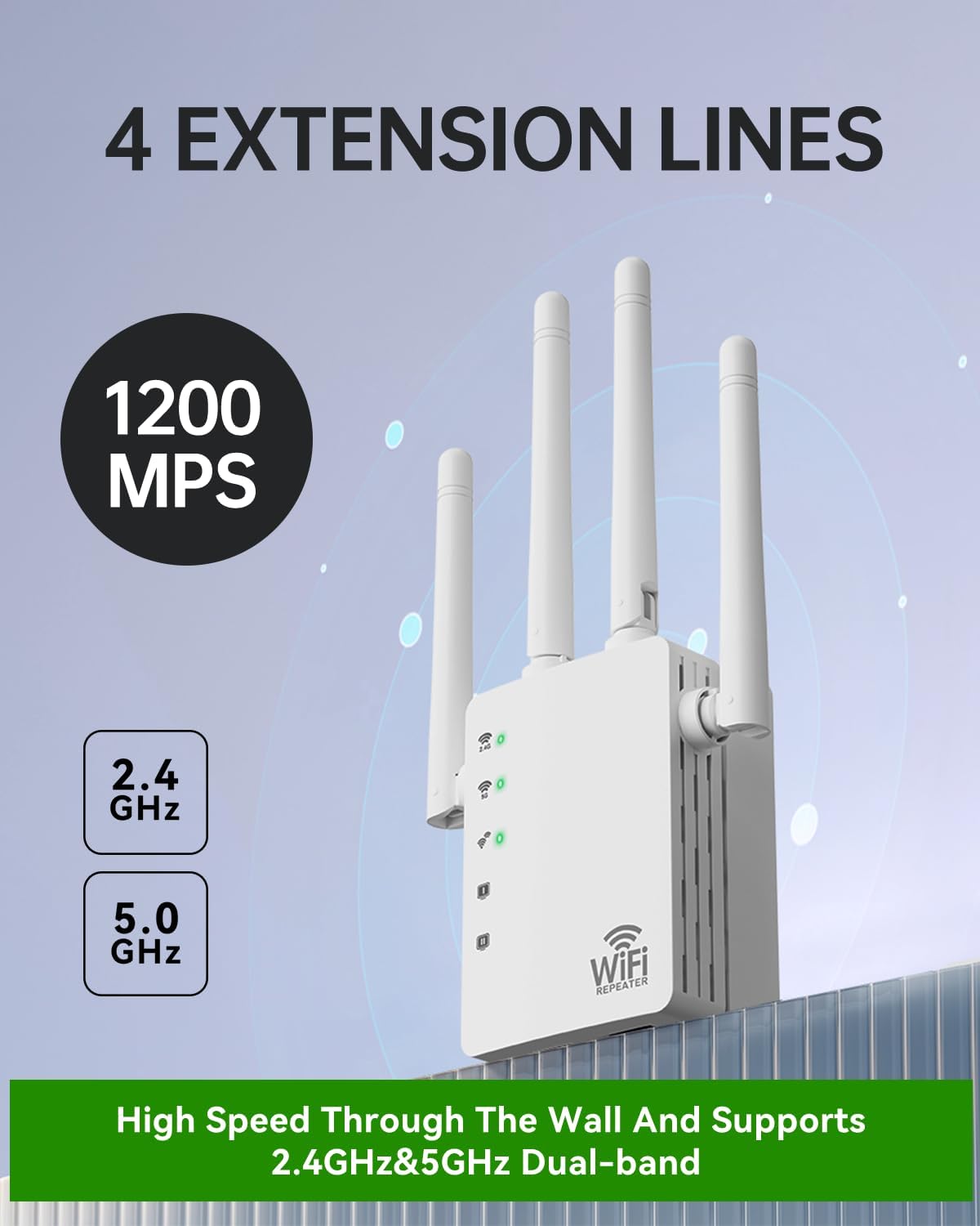 WiFi Extender, WiFi Extender Signal Booster Dual-Band(5.0G&2.4G) AC1200Mbps 10X Faster WiFi 6 Coverage to 13888 sq. ft & 150+ Devices, WiFi Range Extender, WiFi Booster Extender for Home