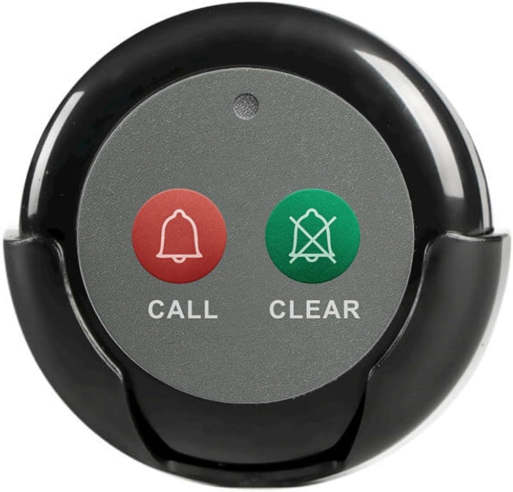 Wireless Call Buttons with Clear Call Dual Function for Wireless Call System Portable Caregiver Pager for Restaurants Nursing Home Clinic Care Facilities 2 PCS Black