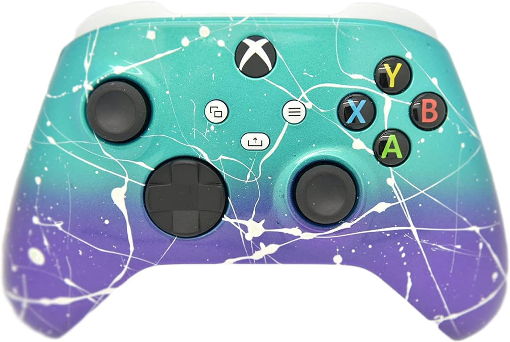 Hand Airbrushed Fade Custom Controller Compatible with Series X/S & One (Series X/S Purple & Teal White Drip)