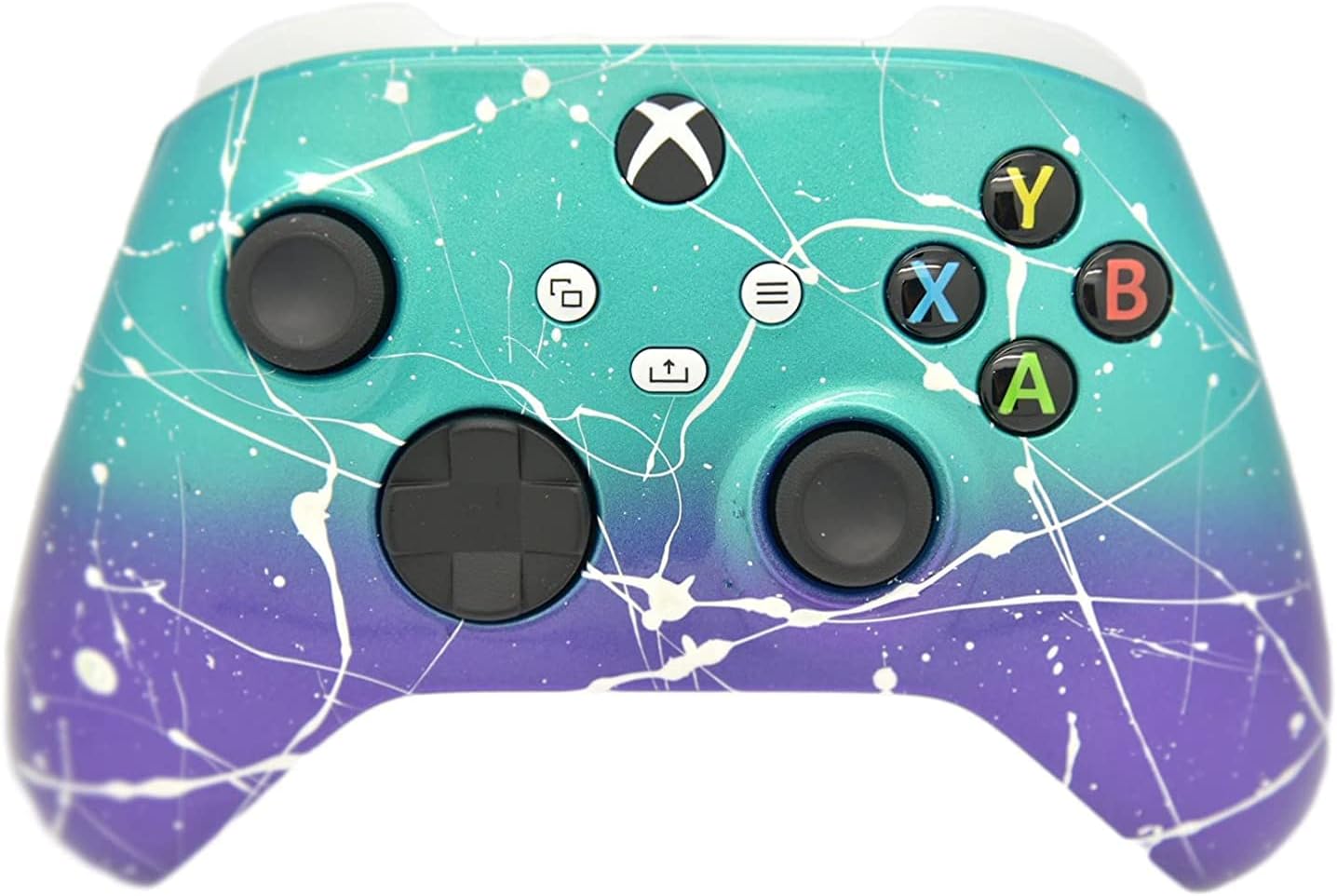 Hand Airbrushed Fade Custom Controller Compatible with Series X/S & One (Series X/S Purple & Teal White Drip)