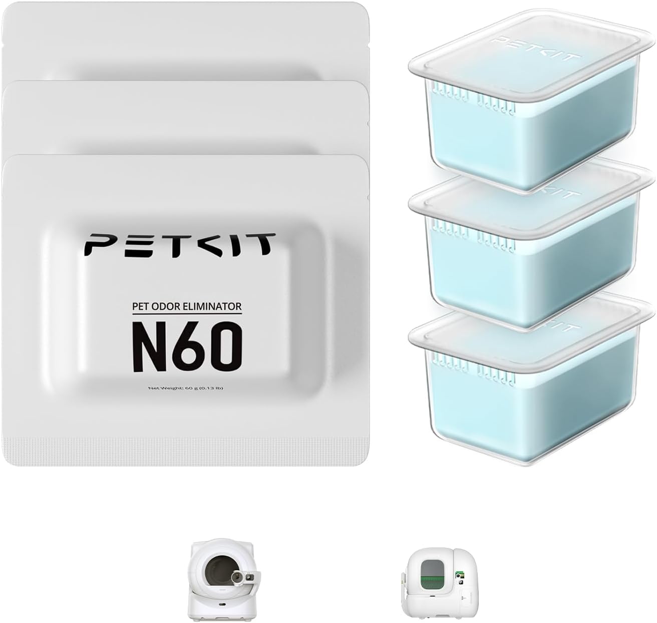PETKIT Odour Eliminator N60 for PUROBOT Ultra, PUROBOT Max Pro/2 and PUROBOT Crystal Duo Self Cleaning Cat Litter Tray, 3Pcs