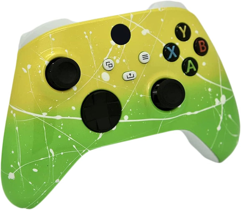 Hand Airbrushed Fade Custom Controller Compatible with Series X/S & One (Series X/S Yellow & Green White Drip)