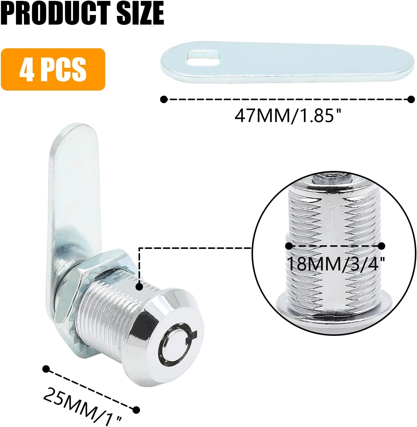 Uenhoy 4 Pack Tubular Cam Lock 1 Inch Cabinet Cam Lock Set for Tool Box, File Cabinet, Mail Box, Vending Machine, ATM, Keyed Different