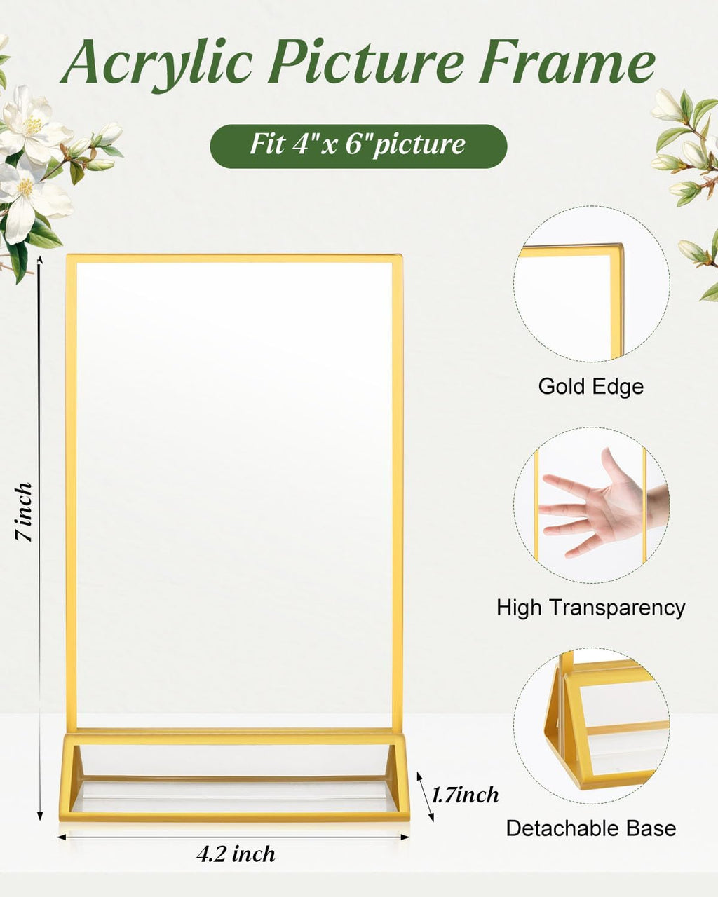 24 Pack Gold Acrylic Sign Holders 4x6, Double Sided Vertical Stand Clear Picture Frame Stands, Wedding Table Number Holders, Menu Flyer Display Stands for Party, Home, Office, Restaurant