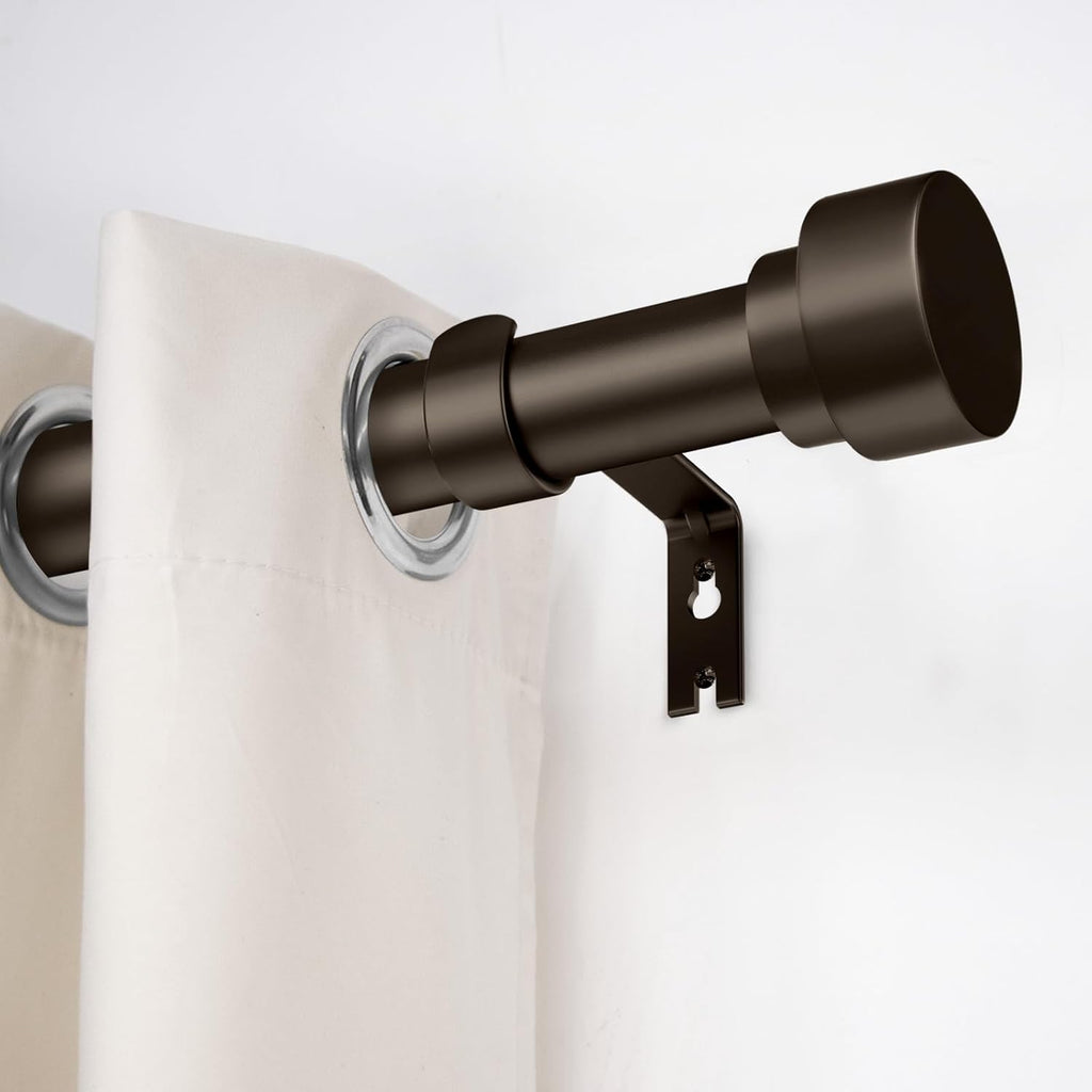 Curtain Rods for Windows 32 to 170, 1 Inch Adjustable Heavy Duty Long Window Outdoor Curtain Rod for Patio, Drapery Rods with Simple End Caps, Size 32"-170", Antique Bronze
