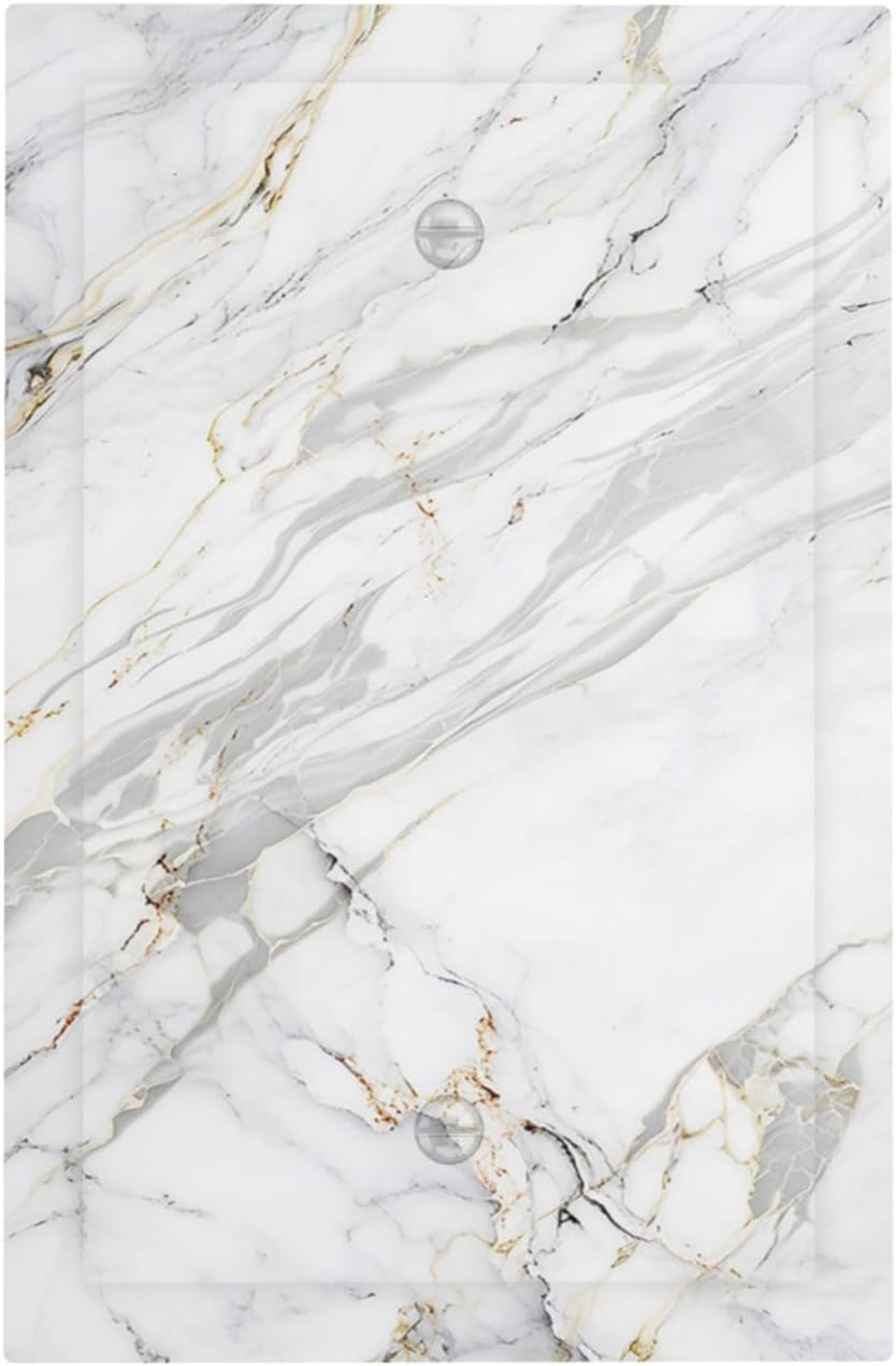 Light Switch Cover Plate Gray Gold Marble Abstract Modern Luxury 1 Gang No Device Blank Wall Plate Electrical Outlet Cover Decorative Switch Plate Covers for Bedroom Home Decor