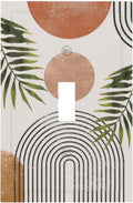 Beautiful Boho Mid Century Large Archs Sun Leaves Plants Decorative Light Switch Cover 1 Gang Single Toggle Device Electrical Faceplate Switchplates Decorator Outlet Wall Plate for Bedroom Living Room