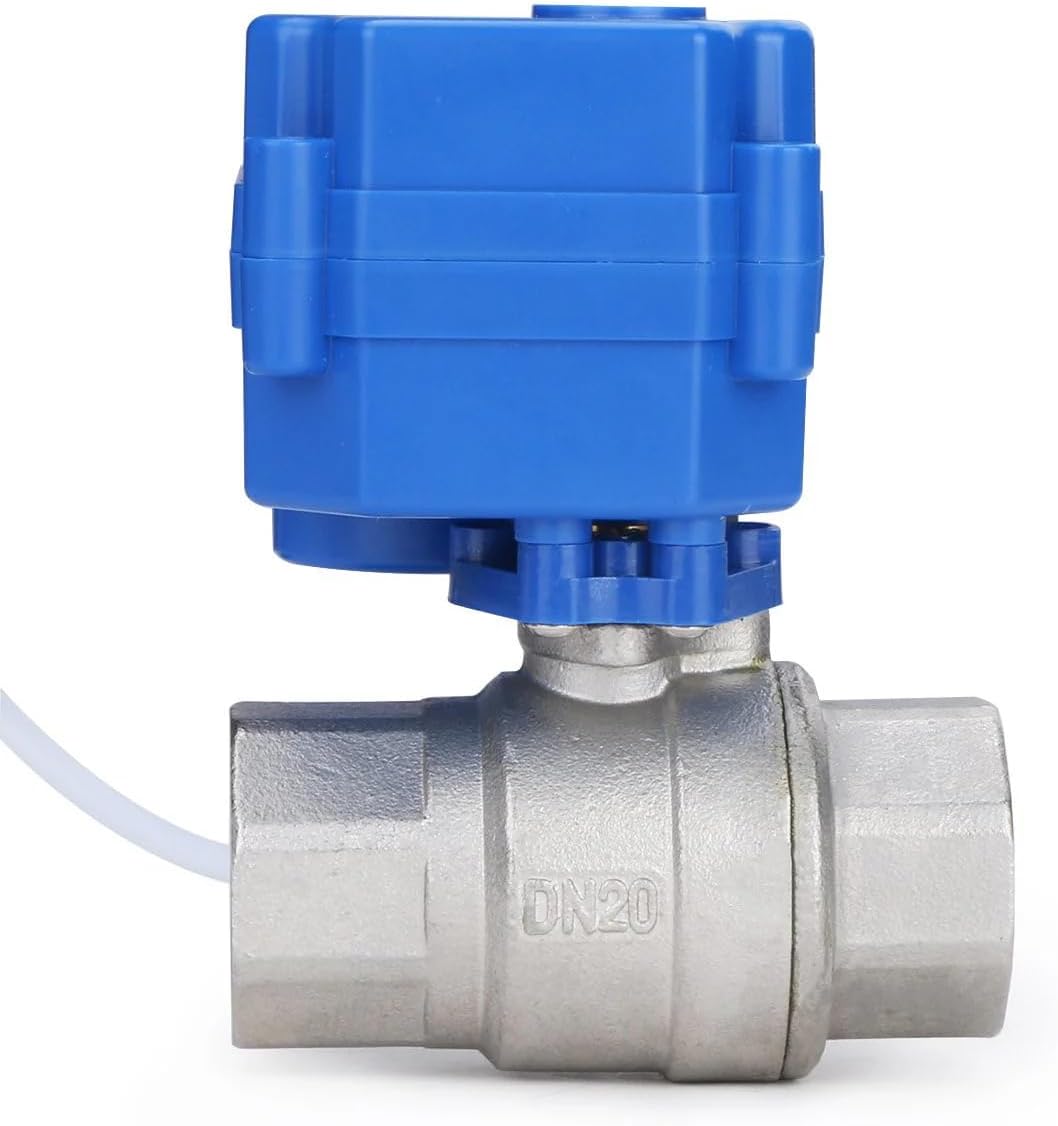 U.S. Solid Motorized Ball Valve- 3/4" Stainless Steel Ball Valve with Full Port, 9-24V AC/DC and 2 Wire Auto Return Setup