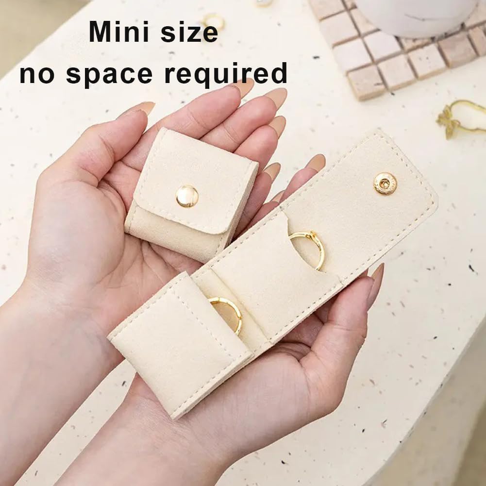 3Pcs Mini Travel Jewelry Bag with Buckle,Small Travel Jewelry Organizer Case,Foldable Jewelry Roll for Journey Rings, Necklaces, Earrings, Bracelets-Lightweight Jewelry Storage Organizer