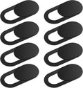 Thin Webcam Cover Slide, 8PCS Phone Camera Cover Laptop Camera Blocker Slider Strong Adhesive Protect Privacy Security Compatible with Tablet Desktop PC Smartphones(Black)