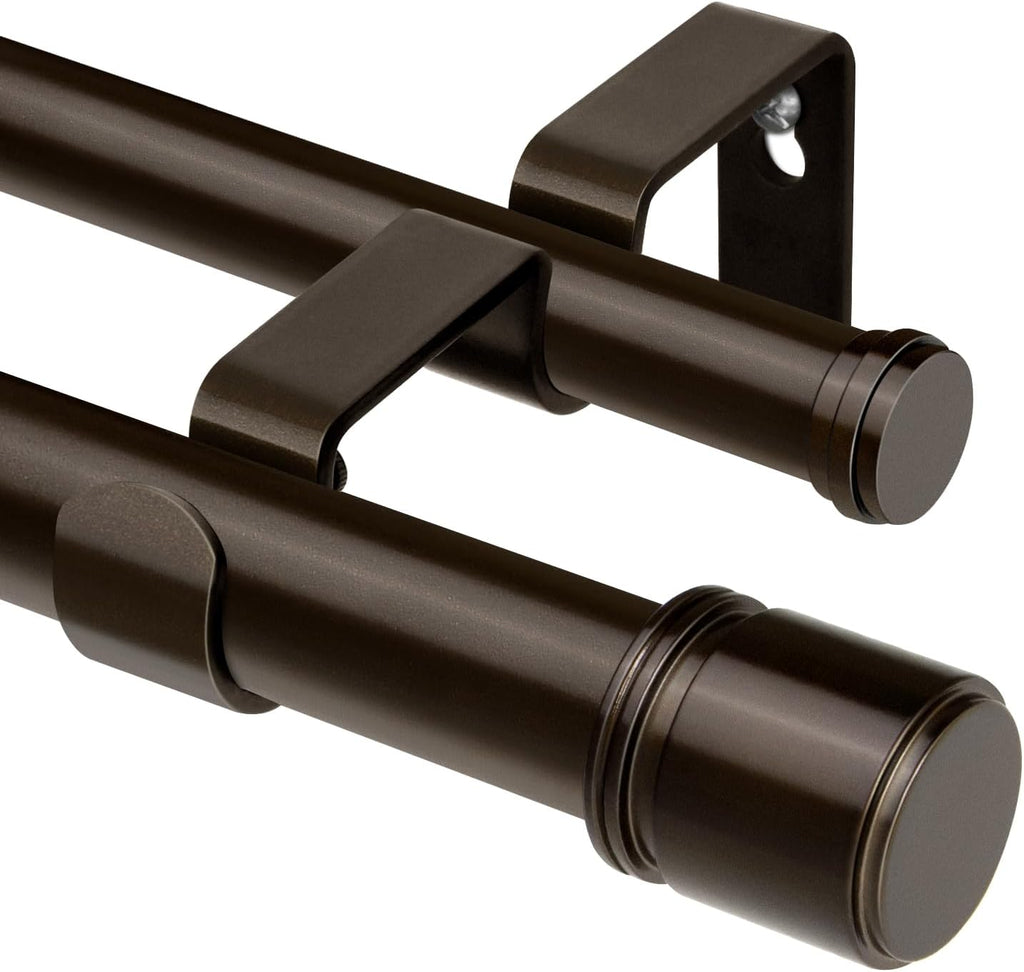 Double Curtain Rod 72 to 144 Inch, HOTOZON 1 Inch Heavy Duty Double Curtain Rods for Windows 60 to 140 Inches(5-11.6 ft), Telescoping Drapery Rod with Simple End Finials, Bronze