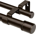 Double Curtain Rod 72 to 144 Inch, HOTOZON 1 Inch Heavy Duty Double Curtain Rods for Windows 60 to 140 Inches(5-11.6 ft), Telescoping Drapery Rod with Simple End Finials, Bronze